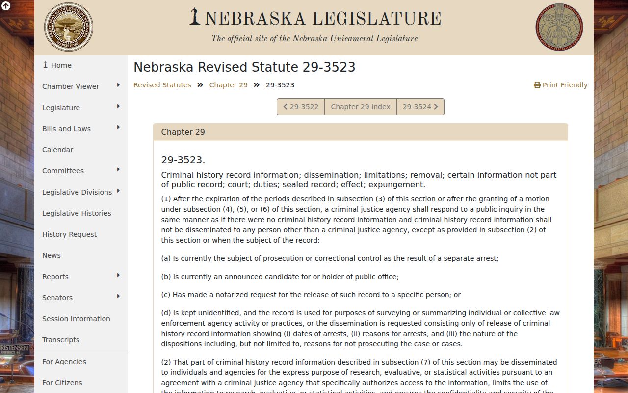 Bushnell criminal records under Nebraska public dissemination law