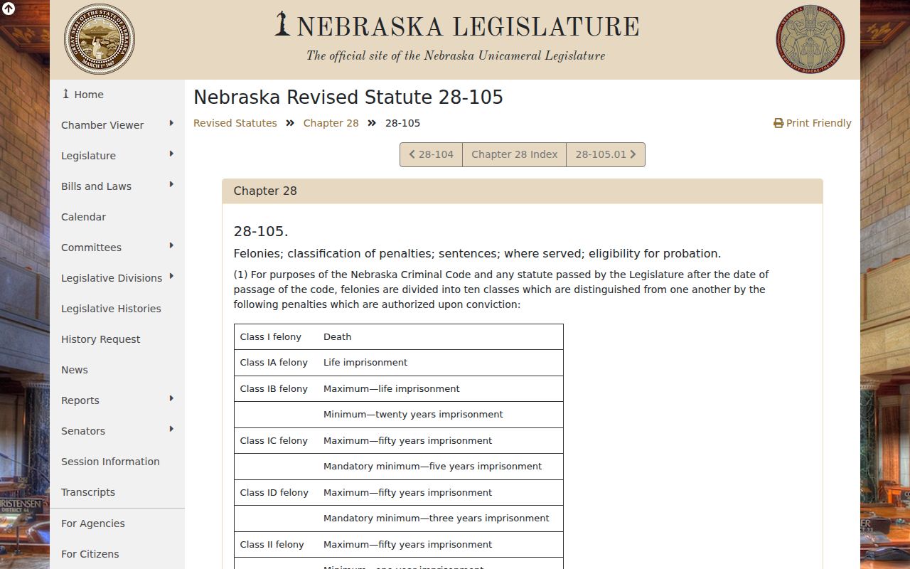 Dix criminal records and Nebraska felony classifications