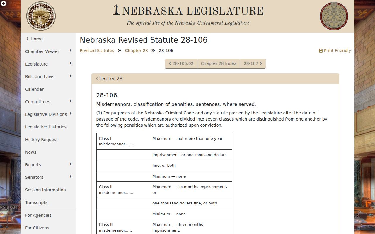 Dix criminal records and Nebraska misdemeanor classifications