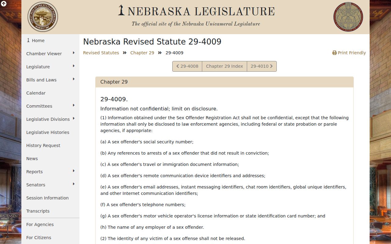 Dix criminal records and Nebraska registry disclosure rules