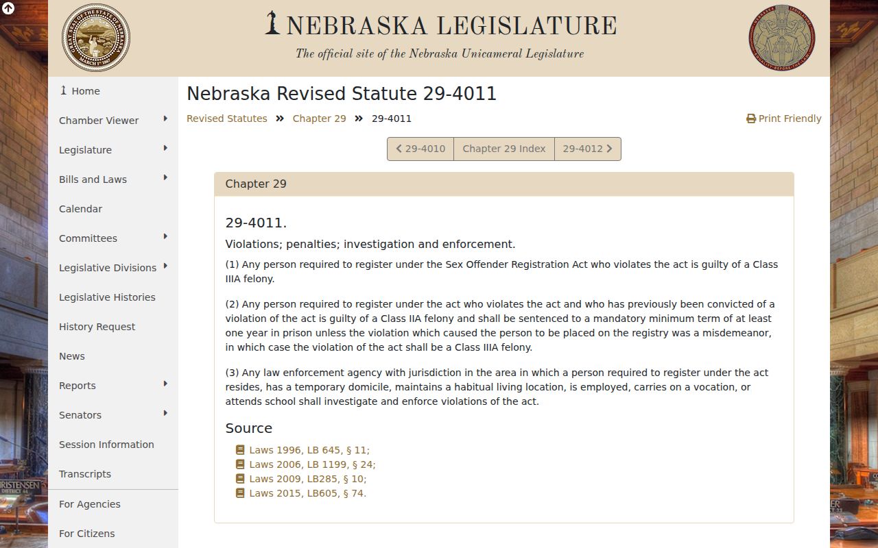 Dix criminal records and Nebraska registry violation law