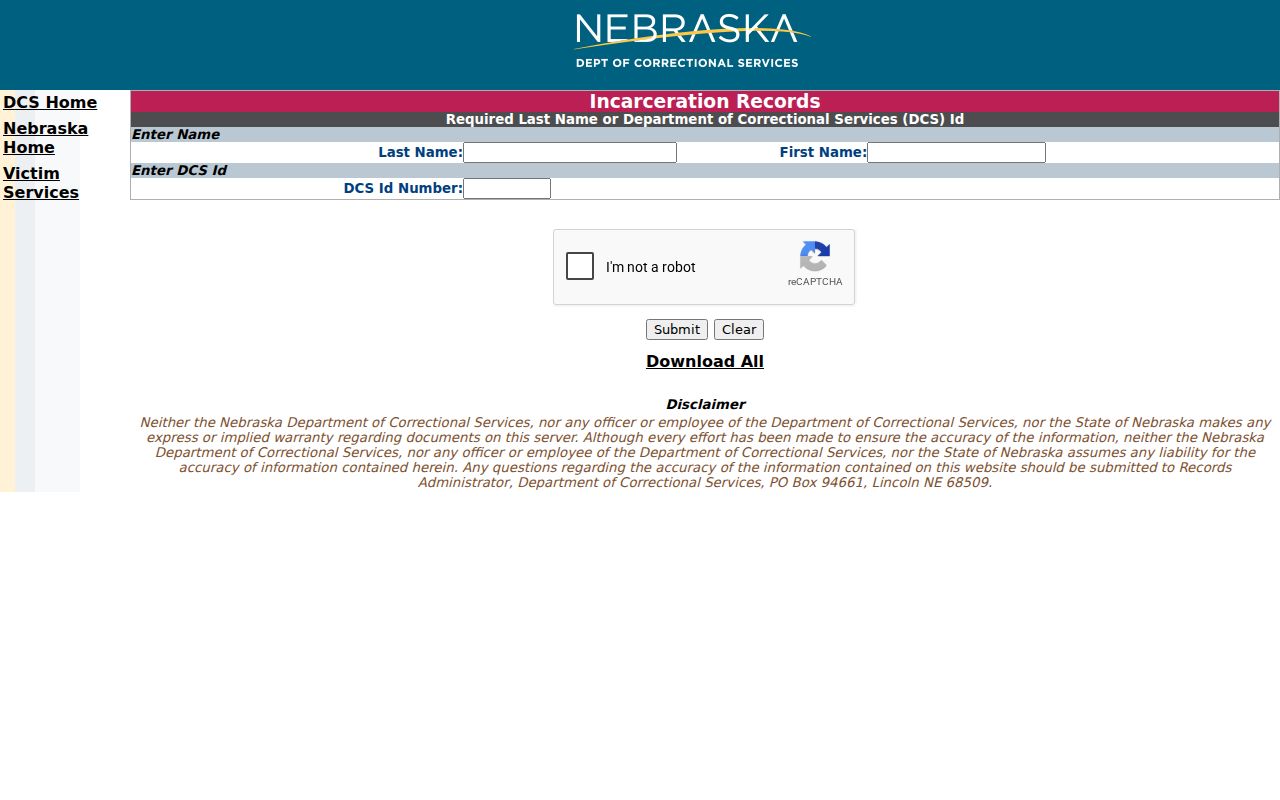 NDCS custody search after a Kimball County arrest and sentence