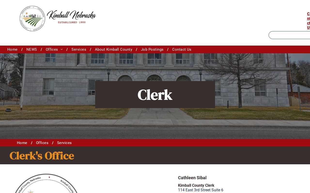 Kimball criminal records route through the official Kimball County Clerk and courthouse