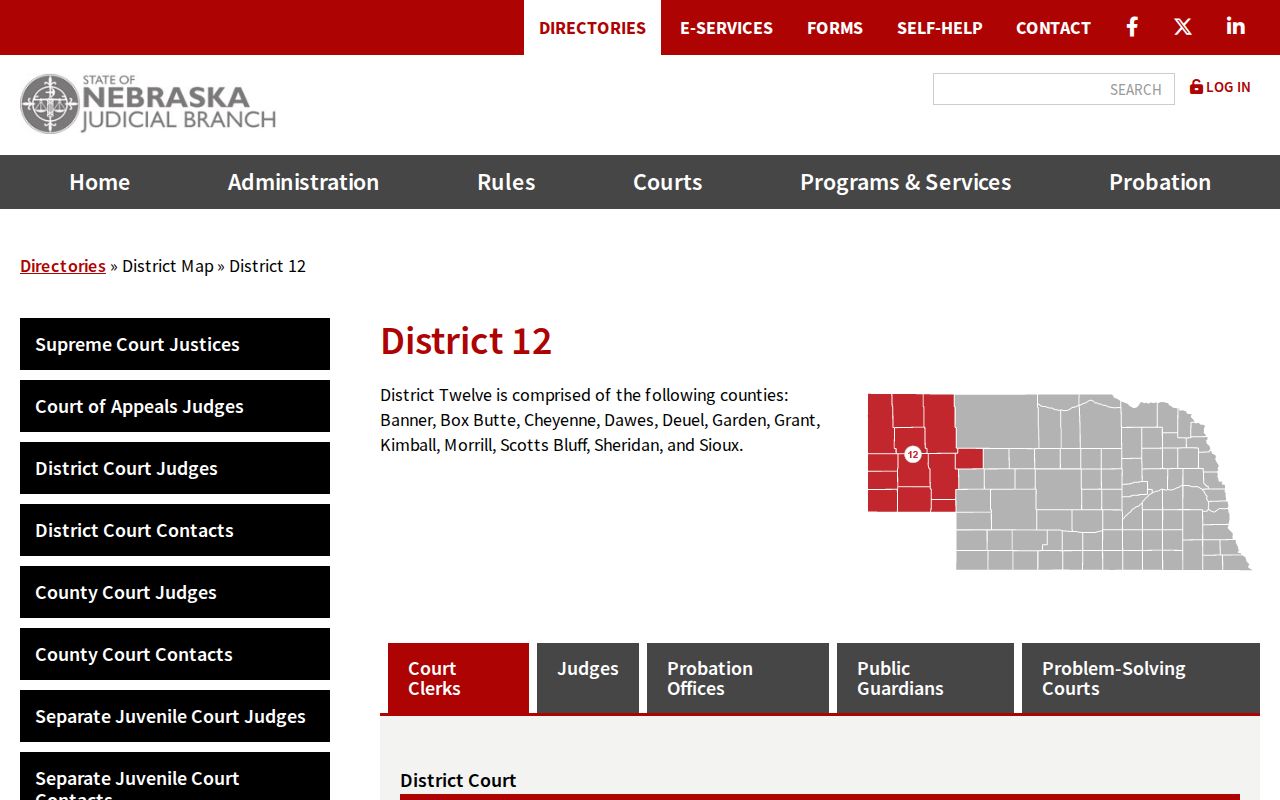 District 12 information for Kimball County criminal court cases