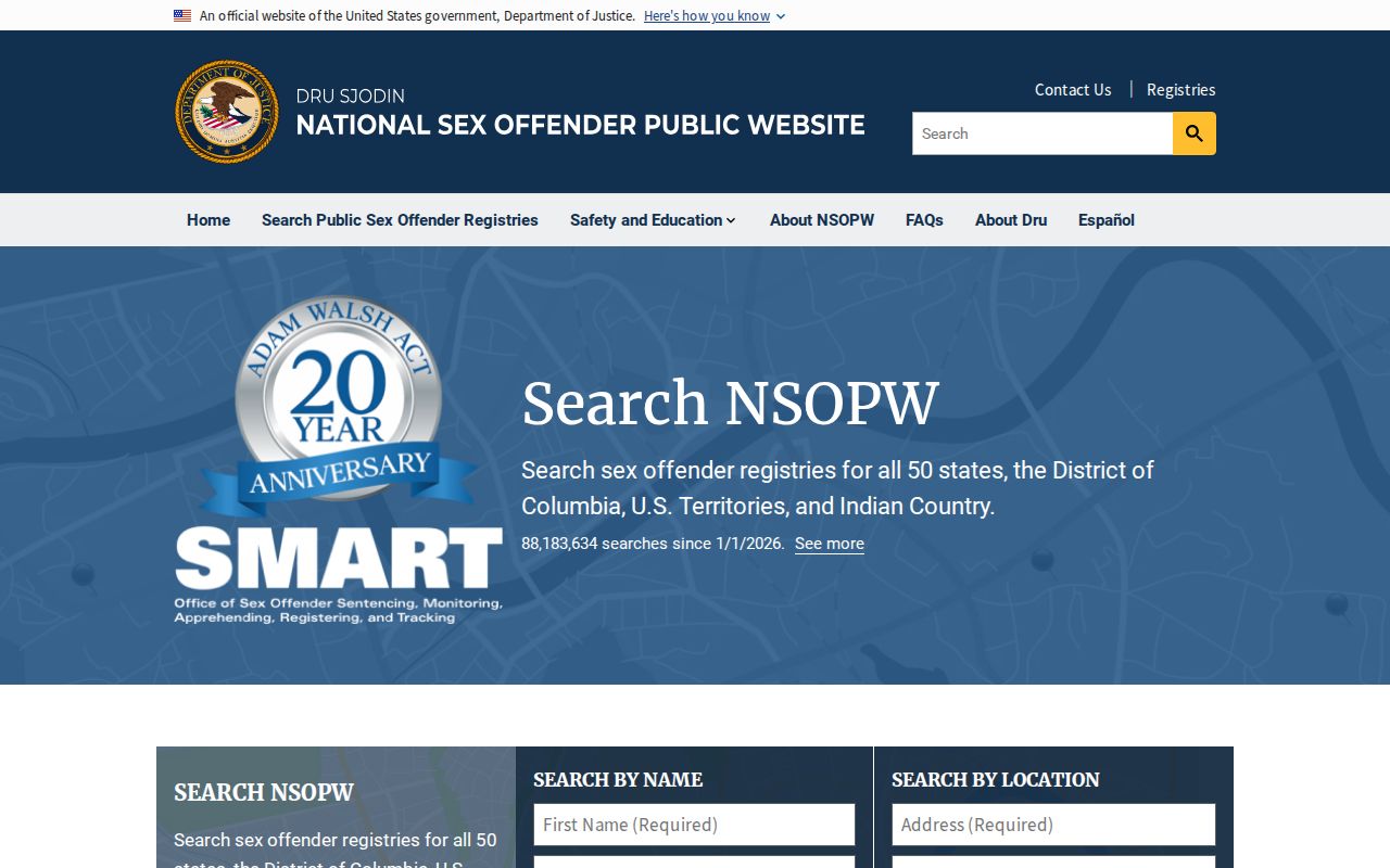 Kimball County sex offender cross-state search through the official NSOPW website