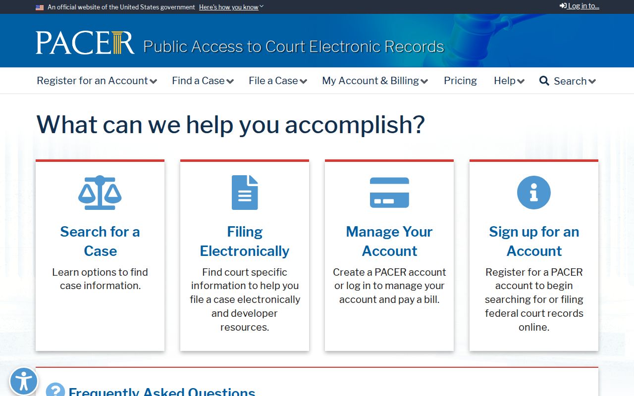 Kimball County criminal history federal PACER court record access